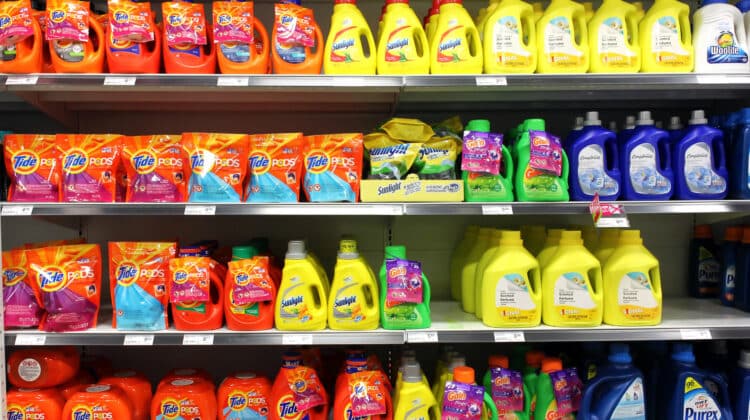 Detergents in supermarket