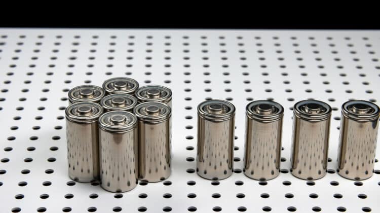 New modern lithium-ion batteries with increased capacity A prototype of new batteries on a laboratory table