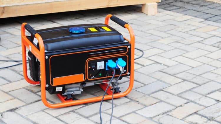 Gas generator with electricity for backup in construction site Portable portable electricity generator on construction site outdoor