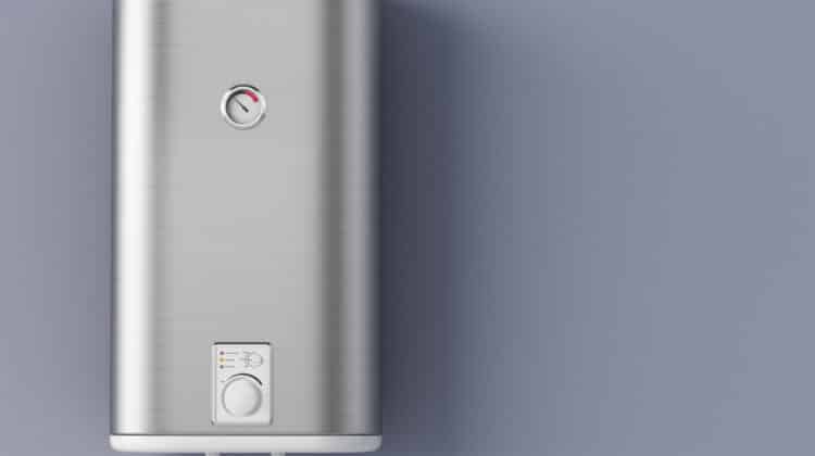 Interior installation of heating heaters electric boiler on brick wall