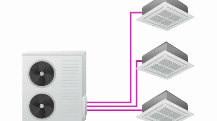 The air conditioning system Vector illustration Multi split One outdoor and three indoor unit