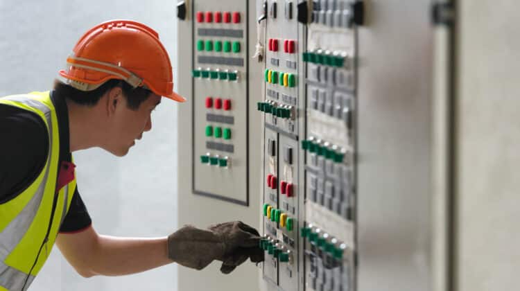 Maintenance and maintenance of electrical equipment such as electricians switch and distribution system in the factory