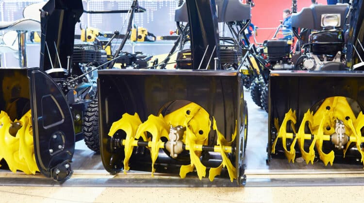 Automatic snow blower machine for sale in a winter shop