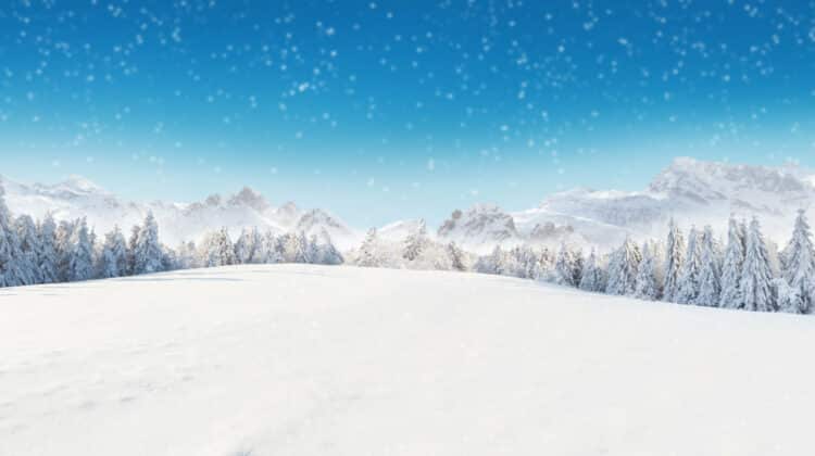 Beautiful winter panorama with fresh powder snow
