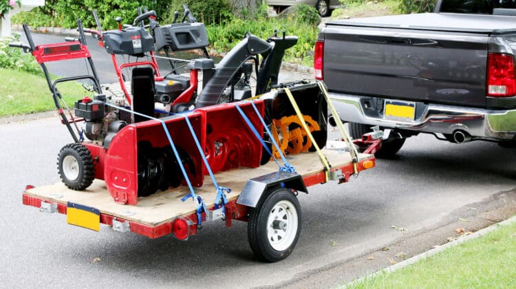 snow blowers on a trailer ready for the winter to come