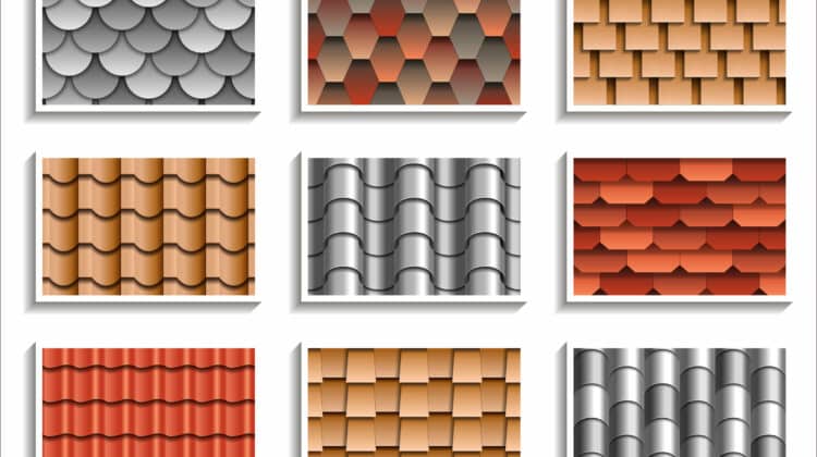 Set of seamless roof tiles textures 3D patterns of rooftop materials