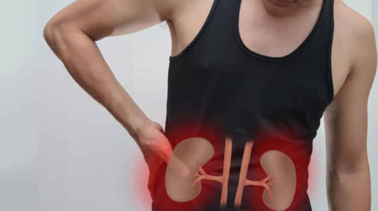 Conceptual picture of disease or infection Aching bladder and kidney pain