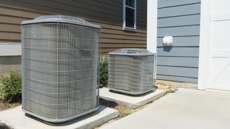A/C unit attached to residential house